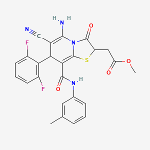 Methyl 2-[5-amino-6-cyano-7-(2,6-difluorophenyl)-8-[(3-methylphenyl)carbamoyl]-3-oxo-2H,7H-[1,3]thiazolo[3,2-A]pyridin-2-YL]acetate