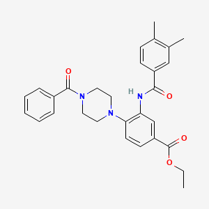 molecular formula C29H31N3O4 B12492036 Ethyl 3-{[(3,4-dimethylphenyl)carbonyl]amino}-4-[4-(phenylcarbonyl)piperazin-1-yl]benzoate 