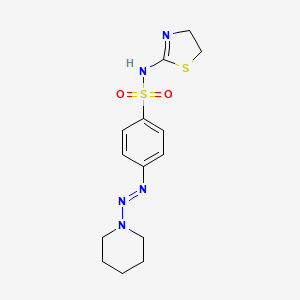 molecular formula C14H19N5O2S2 B12492128 N-(4,5-dihydro-1,3-thiazol-2-yl)-4-[(E)-piperidin-1-yldiazenyl]benzenesulfonamide 