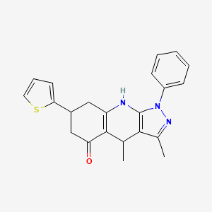 3,4-dimethyl-1-phenyl-7-(thiophen-2-yl)-1,4,6,7,8,9-hexahydro-5H-pyrazolo[3,4-b]quinolin-5-one