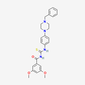 molecular formula C27H30N4O3S B12492304 N-{[4-(4-benzylpiperazin-1-yl)phenyl]carbamothioyl}-3,5-dimethoxybenzamide 