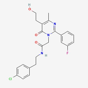 molecular formula C23H23ClFN3O3 B12492309 N-[2-(4-chlorophenyl)ethyl]-2-[2-(3-fluorophenyl)-5-(2-hydroxyethyl)-4-methyl-6-oxopyrimidin-1(6H)-yl]acetamide 