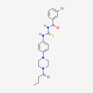 molecular formula C22H25BrN4O2S B12492326 3-bromo-N-{[4-(4-butanoylpiperazin-1-yl)phenyl]carbamothioyl}benzamide 