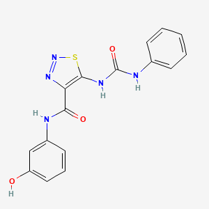 molecular formula C16H13N5O3S B12492400 N-(3-hydroxyphenyl)-5-(phenylcarbamoylamino)thiadiazole-4-carboxamide 