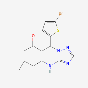 molecular formula C15H15BrN4OS B12492404 9-(5-bromothiophen-2-yl)-6,6-dimethyl-5,6,7,9-tetrahydro[1,2,4]triazolo[5,1-b]quinazolin-8(4H)-one 