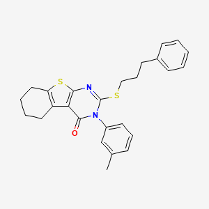 3-(3-methylphenyl)-2-[(3-phenylpropyl)sulfanyl]-5,6,7,8-tetrahydro[1]benzothieno[2,3-d]pyrimidin-4(3H)-one