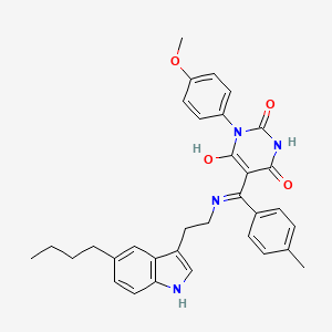 (5E)-5-({[2-(5-butyl-1H-indol-3-yl)ethyl]amino}(4-methylphenyl)methylidene)-1-(4-methoxyphenyl)-1,3-diazinane-2,4,6-trione