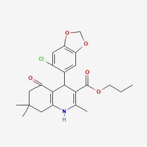 Propyl 4-(6-chloro-1,3-benzodioxol-5-yl)-2,7,7-trimethyl-5-oxo-1,4,5,6,7,8-hexahydroquinoline-3-carboxylate