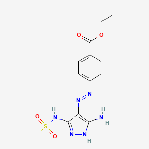 molecular formula C13H16N6O4S B12492540 ethyl 4-[(2Z)-2-{(5Z)-3-imino-5-[(methylsulfonyl)imino]pyrazolidin-4-ylidene}hydrazinyl]benzoate 