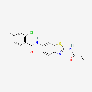 2-chloro-4-methyl-N-[2-(propanoylamino)-1,3-benzothiazol-6-yl]benzamide