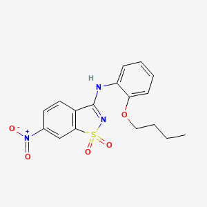 N-(2-butoxyphenyl)-6-nitro-1,2-benzothiazol-3-amine 1,1-dioxide