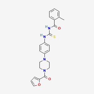 molecular formula C24H24N4O3S B12492669 N-({4-[4-(furan-2-ylcarbonyl)piperazin-1-yl]phenyl}carbamothioyl)-2-methylbenzamide 