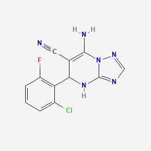 molecular formula C12H8ClFN6 B12492693 7-Amino-5-(2-chloro-6-fluorophenyl)-4,5-dihydro[1,2,4]triazolo[1,5-a]pyrimidine-6-carbonitrile 