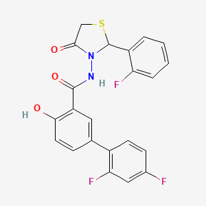 molecular formula C22H15F3N2O3S B1249271 5-(2,4-二氟苯基)-N-[2-(2-氟苯基)-4-氧代噻唑啉-3-基]-2-羟基苯甲酰胺 