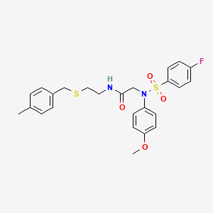 2-[N-(4-methoxyphenyl)-4-fluorobenzenesulfonamido]-N-(2-{[(4-methylphenyl)methyl]sulfanyl}ethyl)acetamide