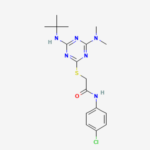 2-{[4-(tert-butylamino)-6-(dimethylamino)-1,3,5-triazin-2-yl]sulfanyl}-N-(4-chlorophenyl)acetamide