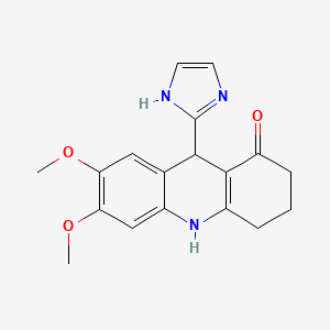 molecular formula C18H19N3O3 B12492798 9-(1H-imidazol-2-yl)-6,7-dimethoxy-3,4,9,10-tetrahydroacridin-1(2H)-one 