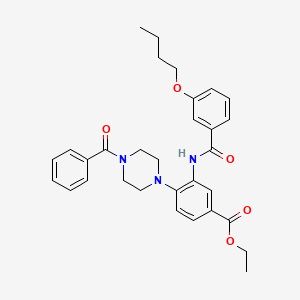 molecular formula C31H35N3O5 B12492806 Ethyl 3-{[(3-butoxyphenyl)carbonyl]amino}-4-[4-(phenylcarbonyl)piperazin-1-yl]benzoate 