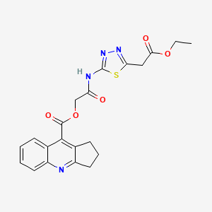 molecular formula C21H20N4O5S B12492811 2-{[5-(2-ethoxy-2-oxoethyl)-1,3,4-thiadiazol-2-yl]amino}-2-oxoethyl 2,3-dihydro-1H-cyclopenta[b]quinoline-9-carboxylate 