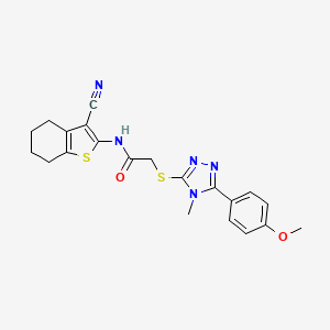 molecular formula C21H21N5O2S2 B12492842 N-(3-cyano-4,5,6,7-tetrahydro-1-benzothiophen-2-yl)-2-{[5-(4-methoxyphenyl)-4-methyl-4H-1,2,4-triazol-3-yl]sulfanyl}acetamide 