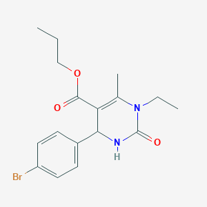 molecular formula C17H21BrN2O3 B12493012 Propyl 4-(4-bromophenyl)-1-ethyl-6-methyl-2-oxo-1,2,3,4-tetrahydropyrimidine-5-carboxylate 