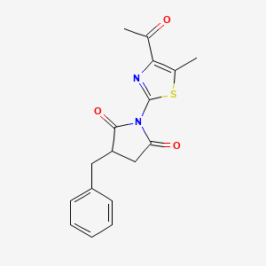 molecular formula C17H16N2O3S B12493017 1-(4-Acetyl-5-methyl-1,3-thiazol-2-yl)-3-benzylpyrrolidine-2,5-dione 