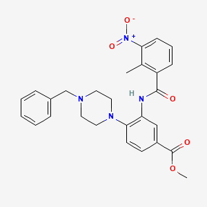 molecular formula C27H28N4O5 B12493047 Methyl 4-(4-benzylpiperazin-1-yl)-3-{[(2-methyl-3-nitrophenyl)carbonyl]amino}benzoate 