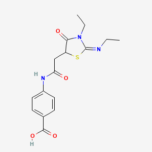 4-({[(2E)-3-ethyl-2-(ethylimino)-4-oxo-1,3-thiazolidin-5-yl]acetyl}amino)benzoic acid