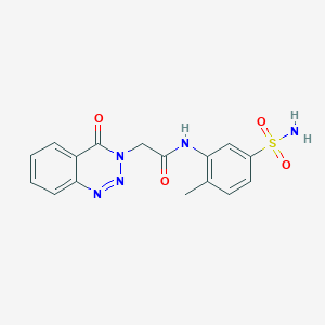 molecular formula C16H15N5O4S B12493108 N-(2-methyl-5-sulfamoylphenyl)-2-(4-oxo-1,2,3-benzotriazin-3(4H)-yl)acetamide 