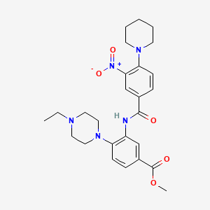 molecular formula C26H33N5O5 B12493115 Methyl 4-(4-ethylpiperazin-1-yl)-3-({[3-nitro-4-(piperidin-1-yl)phenyl]carbonyl}amino)benzoate 