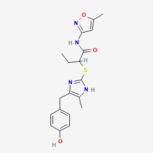 2-{[5-(4-hydroxybenzyl)-4-methyl-1H-imidazol-2-yl]sulfanyl}-N-(5-methyl-1,2-oxazol-3-yl)butanamide