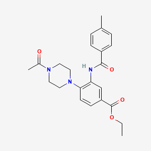 molecular formula C23H27N3O4 B12493158 Ethyl 4-(4-acetylpiperazin-1-yl)-3-{[(4-methylphenyl)carbonyl]amino}benzoate 