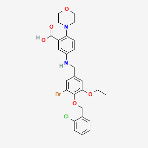 molecular formula C27H28BrClN2O5 B12493191 5-({3-Bromo-4-[(2-chlorobenzyl)oxy]-5-ethoxybenzyl}amino)-2-(morpholin-4-yl)benzoic acid 