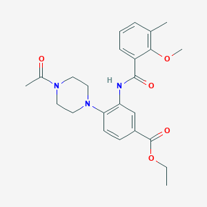 molecular formula C24H29N3O5 B12493208 Ethyl 4-(4-acetylpiperazin-1-yl)-3-{[(2-methoxy-3-methylphenyl)carbonyl]amino}benzoate 