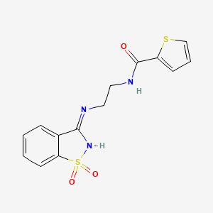 N-{2-[(1,1-dioxido-1,2-benzothiazol-3-yl)amino]ethyl}thiophene-2-carboxamide