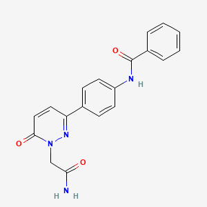 molecular formula C19H16N4O3 B12493230 N-{4-[1-(2-amino-2-oxoethyl)-6-oxo-1,6-dihydropyridazin-3-yl]phenyl}benzamide 