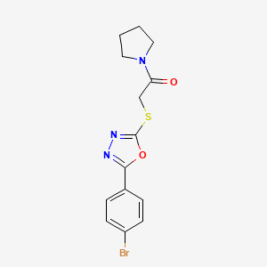 2-{[5-(4-Bromophenyl)-1,3,4-oxadiazol-2-yl]sulfanyl}-1-(pyrrolidin-1-yl)ethanone