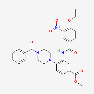 molecular formula C28H28N4O7 B12493287 Methyl 3-{[(4-ethoxy-3-nitrophenyl)carbonyl]amino}-4-[4-(phenylcarbonyl)piperazin-1-yl]benzoate 