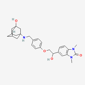 5-[1-Hydroxy-2-(4-{[(3-hydroxyadamantan-1-yl)amino]methyl}phenoxy)ethyl]-1,3-dimethyl-1,3-benzodiazol-2-one