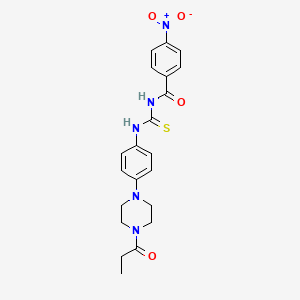 4-nitro-N-{[4-(4-propanoylpiperazin-1-yl)phenyl]carbamothioyl}benzamide