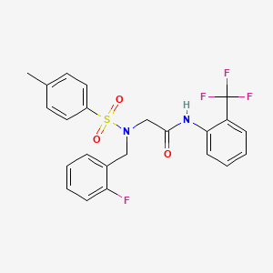 molecular formula C23H20F4N2O3S B12493357 N~2~-(2-fluorobenzyl)-N~2~-[(4-methylphenyl)sulfonyl]-N-[2-(trifluoromethyl)phenyl]glycinamide 