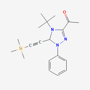 molecular formula C19H27N3OSi B12493364 1-{4-tert-butyl-1-phenyl-5-[(trimethylsilyl)ethynyl]-4,5-dihydro-1H-1,2,4-triazol-3-yl}ethanone 