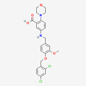 molecular formula C26H26Cl2N2O5 B12493375 5-({4-[(2,4-Dichlorobenzyl)oxy]-3-methoxybenzyl}amino)-2-(morpholin-4-yl)benzoic acid 