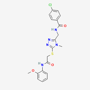 molecular formula C20H20ClN5O3S B12493385 4-chloro-N-{[5-({2-[(2-methoxyphenyl)amino]-2-oxoethyl}sulfanyl)-4-methyl-4H-1,2,4-triazol-3-yl]methyl}benzamide 