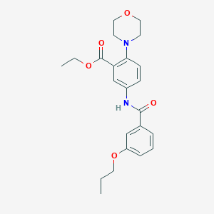 molecular formula C23H28N2O5 B12493414 Ethyl 2-(morpholin-4-yl)-5-{[(3-propoxyphenyl)carbonyl]amino}benzoate 