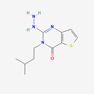 molecular formula C11H16N4OS B12493457 2-hydrazinyl-3-(3-methylbutyl)thieno[3,2-d]pyrimidin-4(3H)-one 