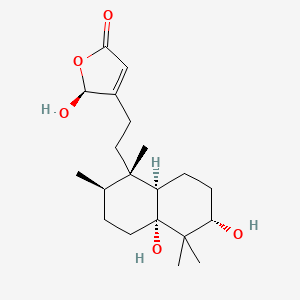 molecular formula C20H32O5 B1249349 3beta,5beta,16alpha-Trihydroxyhalima-13(14)-en-15,16-olide 