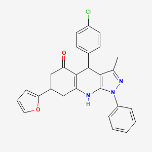 4-(4-chlorophenyl)-7-(furan-2-yl)-3-methyl-1-phenyl-1,4,6,7,8,9-hexahydro-5H-pyrazolo[3,4-b]quinolin-5-one