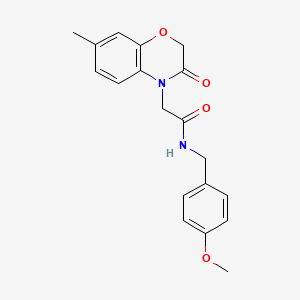 molecular formula C19H20N2O4 B12493577 N-(4-methoxybenzyl)-2-(7-methyl-3-oxo-2,3-dihydro-4H-1,4-benzoxazin-4-yl)acetamide 