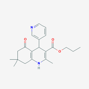 molecular formula C21H26N2O3 B12493598 Propyl 2,7,7-trimethyl-5-oxo-4-(pyridin-3-yl)-1,4,5,6,7,8-hexahydroquinoline-3-carboxylate 